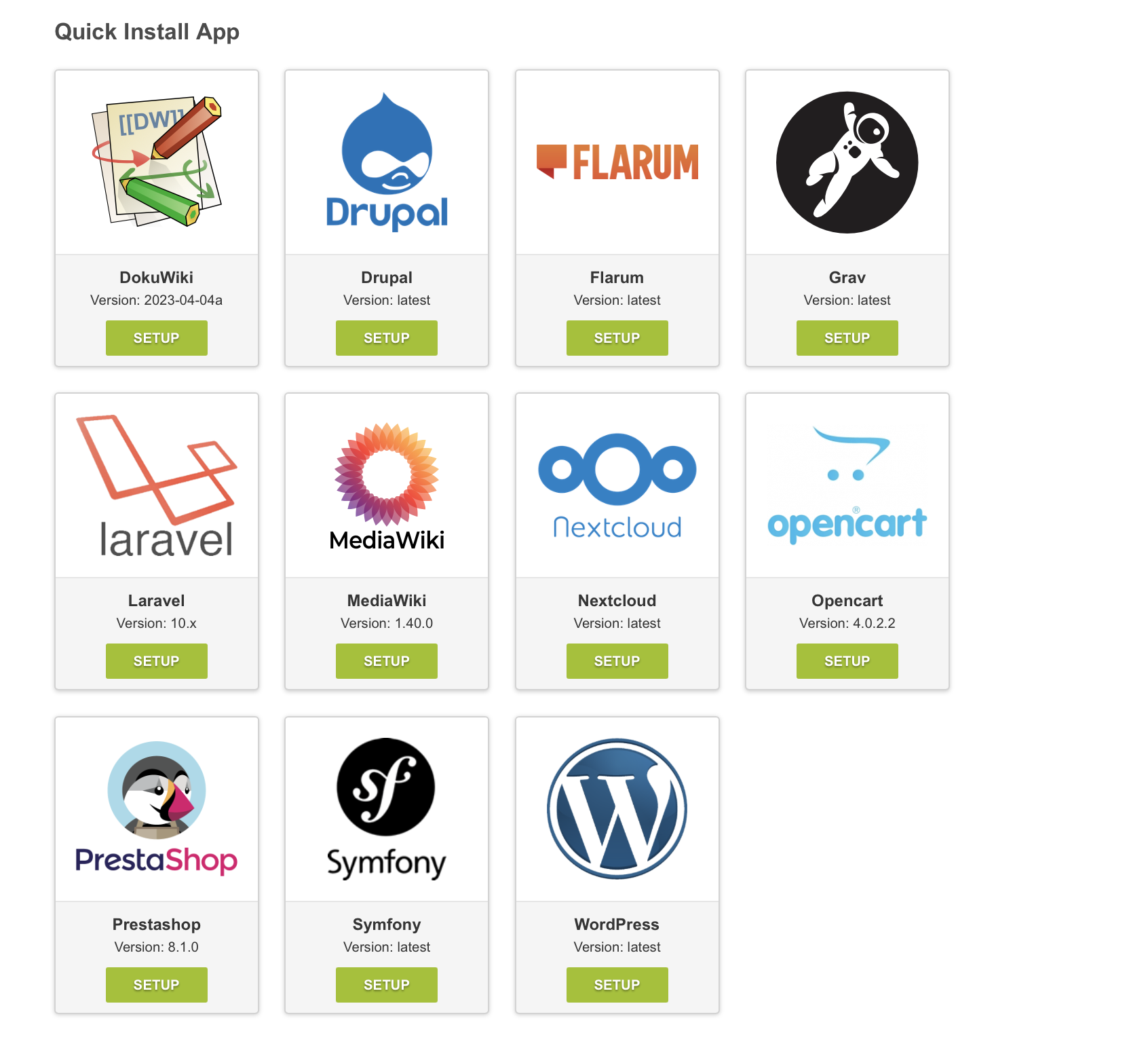 Launch and manage 10 mayor apps with just a few clicks!